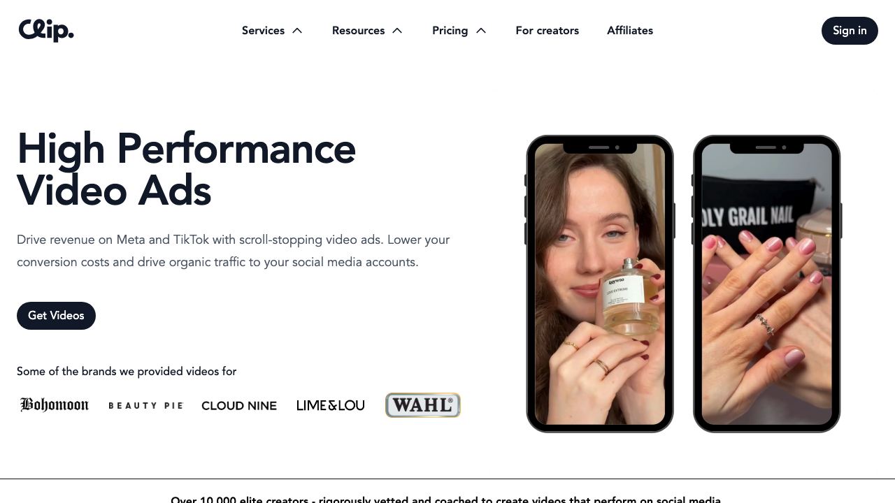 Screenshot of the Clip homepage at useclip.com