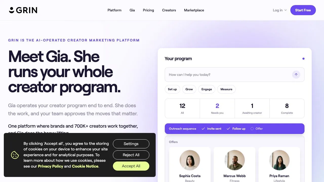 GRIN homepage screenshot
