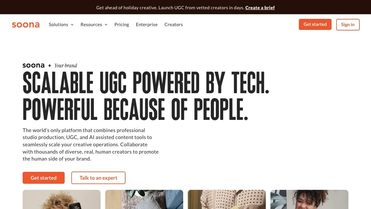 soona UGC (formerly Trend.io) homepage screenshot