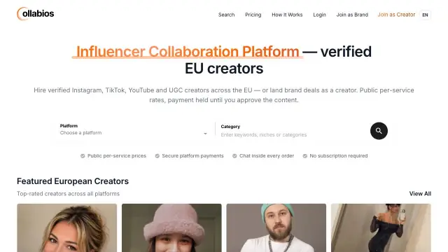 Collabios homepage screenshot