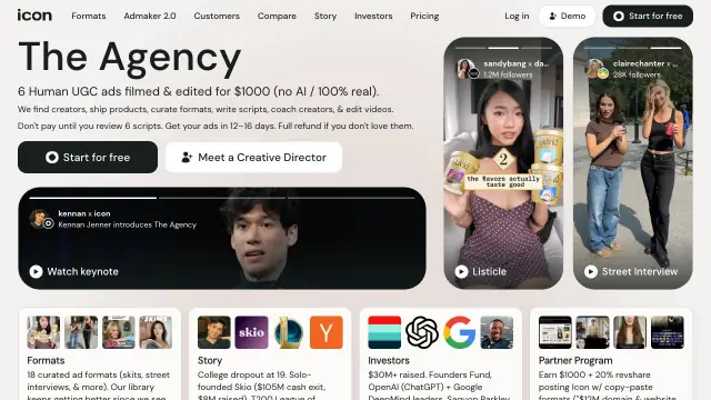 Icon homepage screenshot