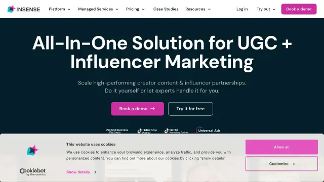 Insense homepage screenshot