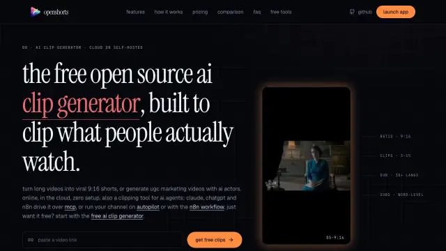 OpenShorts homepage screenshot