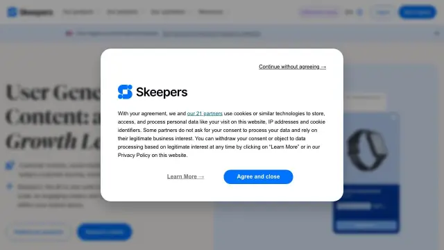 Skeepers homepage screenshot