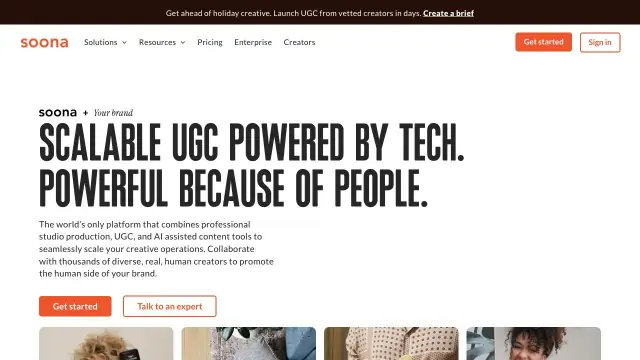 soona UGC (formerly Trend.io) homepage screenshot