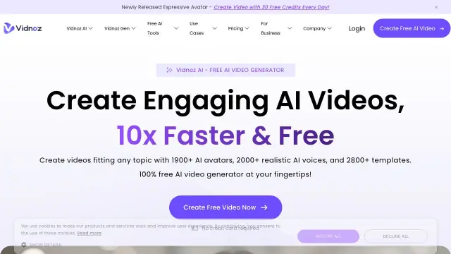 Vidnoz AI homepage screenshot